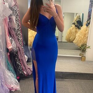 Royal Blue Corset Top Prom Dress